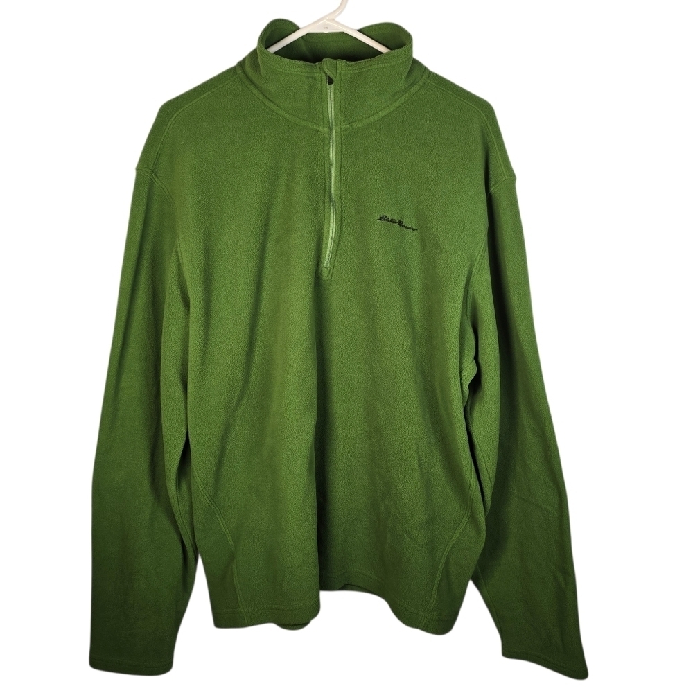 Eddie Bauer Men's Green Half-Zip Fleece Pullover Sweater Long Sleecve Size XL